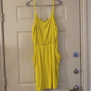 Yellow spaghetti strap dress with POCKETS!